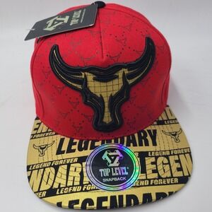 Top Level Hat Snapback Red Gold Legendary Legend Forever Bull Skull Skate Men